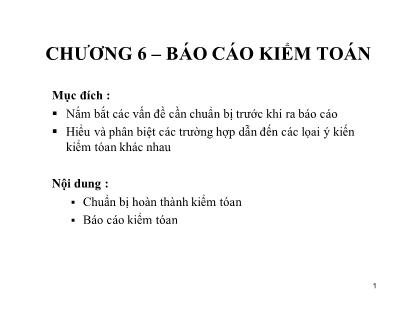 Bài giảng Kiểm toán - Chương 6: Báo cáo kiểm toán