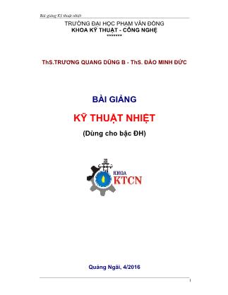 Bài giảng Kỹ thuật nhiệt