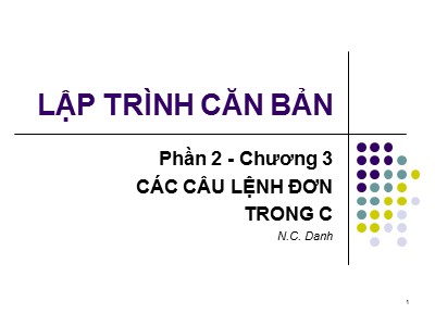 Bài giảng Lập trình căn bản - Phần 1, Chương 3: Các câu lệnh đơn trong C