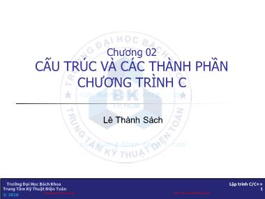 Bài giảng Lập trình C/C++ - Chương 2: Cấu trúc và các thành phần chương trình C - Lê Thành Sách