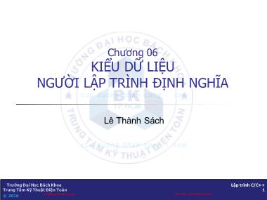 Bài giảng Lập trình C/C++ - Chương 6: Kiểu dữ liệu người lập trình định nghĩa - Lê Thành Sách