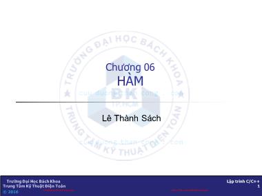 Bài giảng Lập trình C/C++ - Chương 8: Hàm - Lê Thành Sách