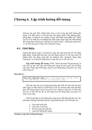 Bài giảng Lập trình hướng đối tượng C - Chương 6: Lập trình hướng đối tượng