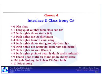 Bài giảng Lập trình hướng đối tượng - Chương 4: Interface & Class trong C#