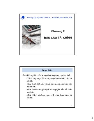 Bài giảng Nguyên lý kế toán - Chương 2: Báo cáo tài chính