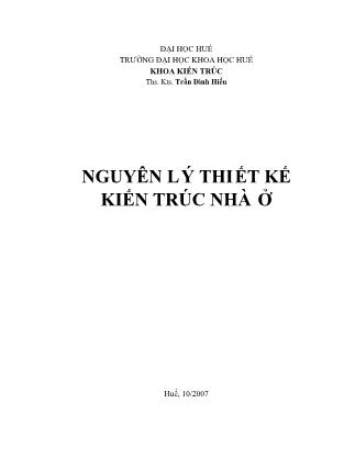 Bài giảng Nguyên lý thiết kế kiến trúc nhà ở