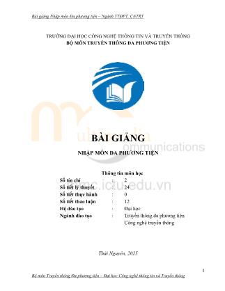 Bài giảng Nhập môn Đa phương tiện (Phần 1)