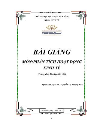 Bài giảng Phân tích hoạt động kinh tế - Nguyễn Thị Phương Hảo