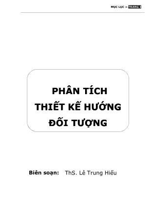 Bài giảng Phân tích thiết kế hướng đối tượng - Lê Trung Hiếu