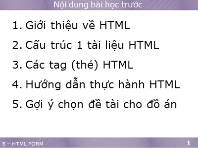 Bài giảng Phát triển ứng dụng web 1 - Bài 5: HTML form