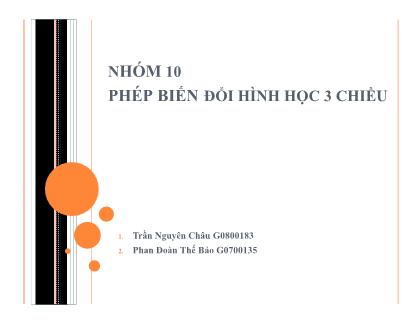 Bài giảng Phép biến đổi hình học 3 chiều