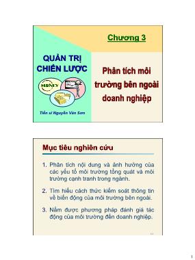 Bài giảng Quản trị chiến lược kinh doanh - Chương 3: Phân tích môi trường bên ngoài doanh nghiệp - Nguyễn Văn Sơn