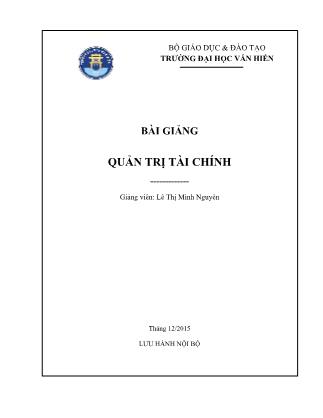 Bài giảng Quản trị tài chính - Lê Thị Minh Nguyên