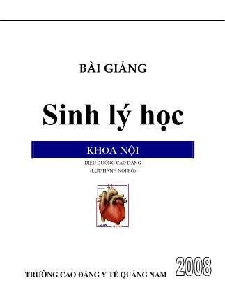 Bài giảng Sinh lý học (Phần 1)