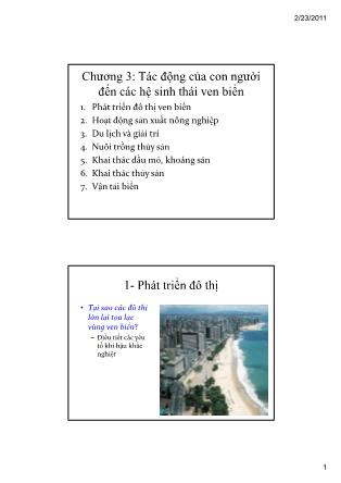 Bài giảng Sinh thái vùng cửa sông ven biển - Chương 3: Tác động của con người đến các hệ sinh thái ven biển - Nguyễn Văn Trai