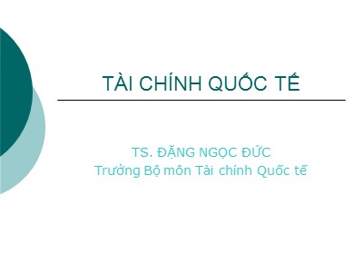 Bài giảng Tài chính quốc tế - Chương 1: Giới thiệu chung về môn học - Đặng Ngọc Đức