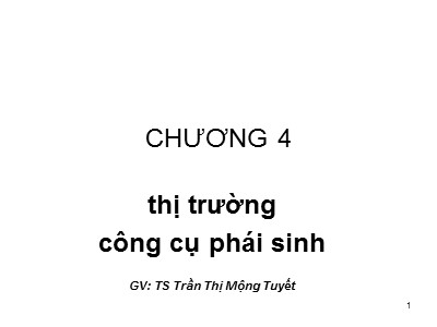 Bài giảng Tài chính tiền tệ - Chương 4: Thị trường công cụ phái sinh - Trần Thị Mộng Tuyết