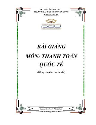 Bài giảng Thanh toán quốc tế