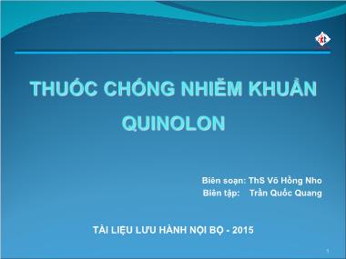 Bài giảng Thuốc chống nhiễm khuẩn Quinolon - Võ Hồng Nho
