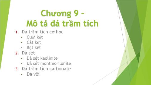 Bài giảng Tinh thể học đại cương - Chương 9: Mô tả đá trầm tích