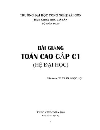 Bài giảng Toán cao cấp C1 - Trần Ngọc Hội (Phần 1)