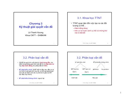 Bài giảng Trí tuệ nhân tạo - Chương 3: Kỹ thuật giải quyết vấn đề - Lê Thanh Hương