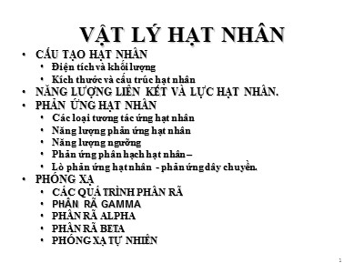 Bài giảng Vật lý hạt nhân