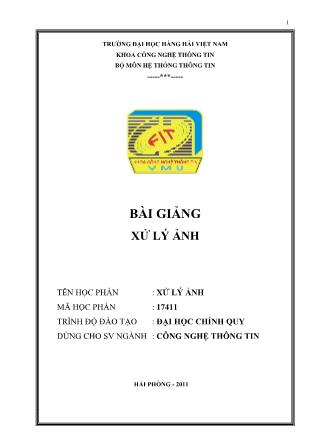 Bài giảng Xử lý ảnh