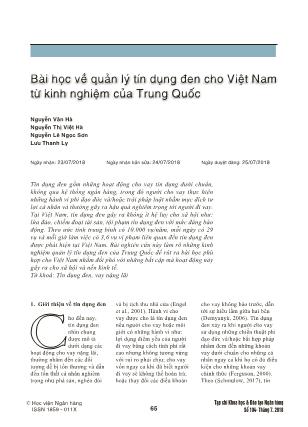 Bài học về quản lý tín dụng đen cho Việt Nam từ kinh nghiệm của Trung Quốc