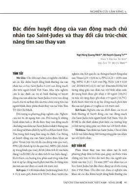 Đặc điểm huyết động của van động mạch chủ nhân tạo Saint-Judes và thay đổi cấu trúc-chức năng tim sau thay van