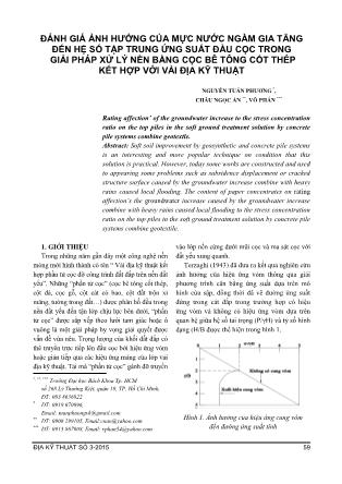 Đánh giá ảnh hưởng của mực nước ngầm gia tăng đến hệ số tập trung ứng suất đầu cọc trong giải pháp xử lý nền bằng cọc bê tông cốt thép kết hợp với vải địa kỹ thuật