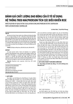 Đánh giá chất lượng dao động của ô tô sử dụng hệ thống treo macpherson tích cực điều khiển RISE