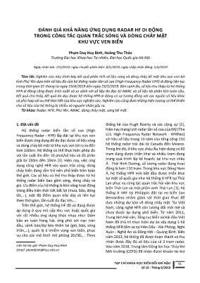Đánh giá khả năng ứng dụng radar HF di động trong công tác quan trắc sóng và dòng chảy mặt khu vực ven biển