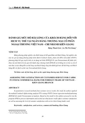 Đánh giá mức độ hài lòng của khách hàng đối với dịch vụ thẻ tại Ngân hàng Thương mại Cổ phần Ngoại thương Việt Nam-Chi nhánh Kiên Giang