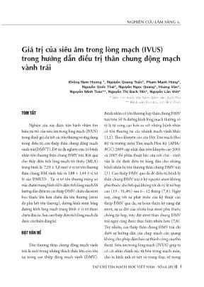 Giá trị của siêu âm trong lòng mạch (IvUS) trong hướng dẫn điều trị thân chung động mạch vành trái