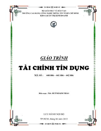 Giáo trình Tài chính tín dụng - Huỳnh Kim Thảo