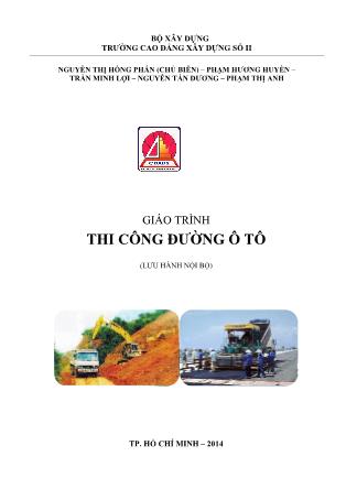 Giáo trình Thi công đường ô tô (Phần 1)