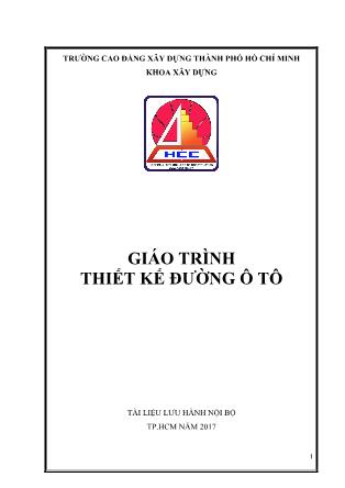 Giáo trình Thiết kế đường ô tô (Phần 1)