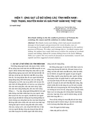 Hiện tượng sạt lở bờ sông các tỉnh miền Nam-Thực trạng, nguyên nhân và giải pháp giảm nhẹ thiệt hại