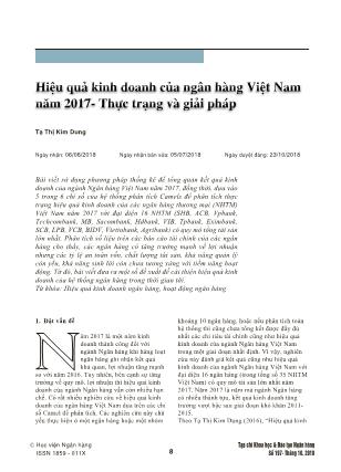 Hiệu quả kinh doanh của ngân hàng Việt Nam năm 2017-Thực trạng và giải pháp