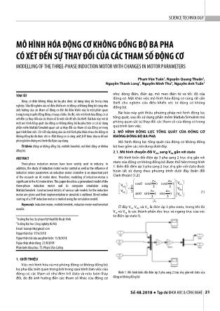 Mô hình hóa động cơ không đồng bộ ba pha có xét đến sự thay đổi của các tham số động cơ