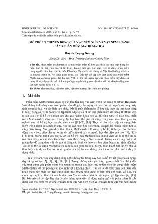 Mô phỏng chuyển động của vật ném xiên và vật ném ngang bằng phần mềm Mathematica