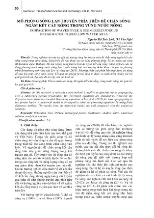 Mô phỏng sóng lan truyền phía trên đê chắn sóng ngầm kết cấu rỗng trong vùng nước nông