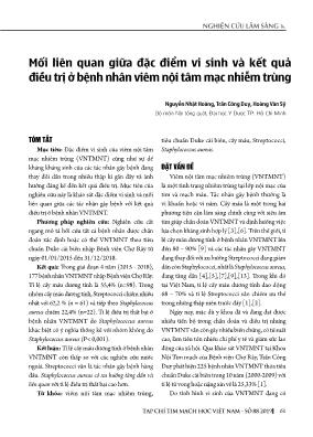 Mối liên quan giữa đặc điểm vi sinh và kết quả điều trị ở bệnh nhân viêm nội tâm mạc nhiễm trùng