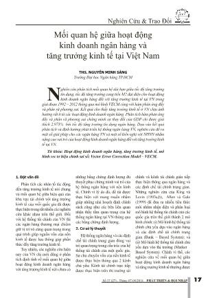 Mối quan hệ giữa hoạt động kinh doanh ngân hàng và tăng trưởng kinh tế tại Việt Nam