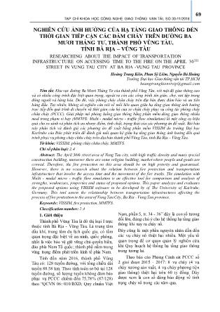 Nghiên cứu ảnh hưởng của hạ tầng giao thông đến thời gian tiếp cận các đám cháy trên đường ba mươi tháng tư, thành phố Vũng Tàu, tỉnh Bà Rịa-Vũng Tàu.