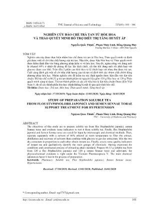 Nghiên cứu bào chế trà tan từ Hòe hoa và Thảo quyết minh hỗ trợ điều trị tăng huyết áp