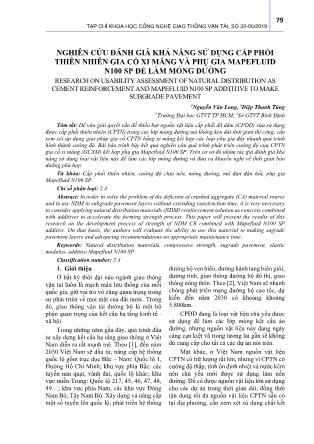 Nghiên cứu đánh giá khả năng sử dụng cấp phối thiên nhiên gia cố xi măng và phụ gia Mapefluid N100 SP để làm móng đường