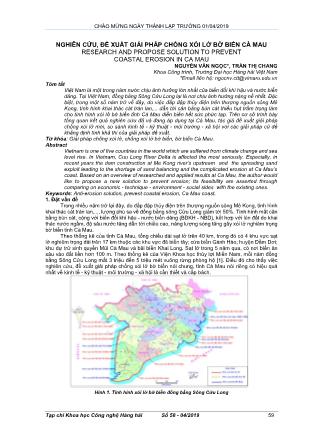 Nghiên cứu, đề xuất giải pháp chống xói lở bờ biển Cà Mau