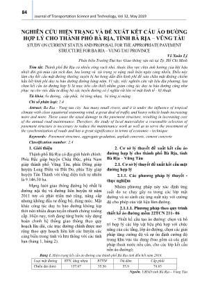 Nghiên cứu hiện trạng và đề xuất kết cấu áo đường hợp lý cho Thành phố Bà Rịa, Tỉnh Bà Rịa-Vũng Tàu